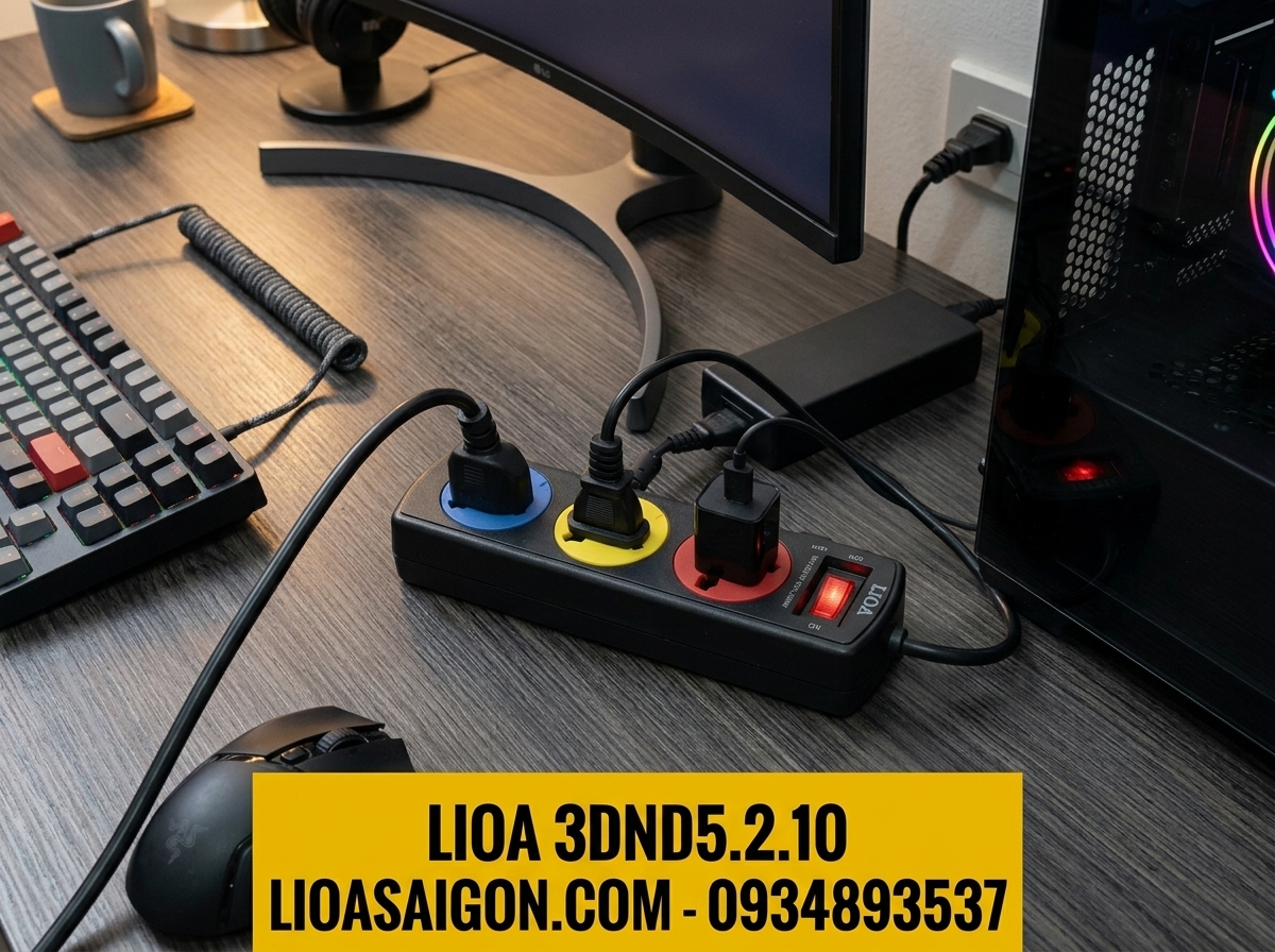 Ổ Cắm LiOA 3DND5.2.10 (3 Lỗ Đa Năng - 5 Mét - 10A)